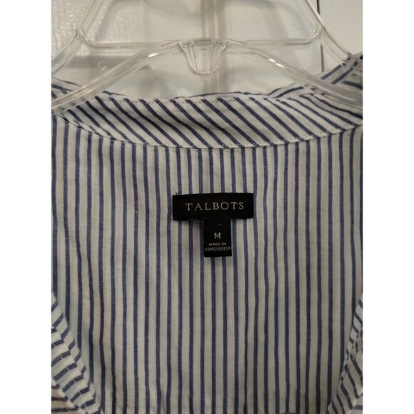 Talbots Blue and white light weight color block blouse - Picture 3 of 6